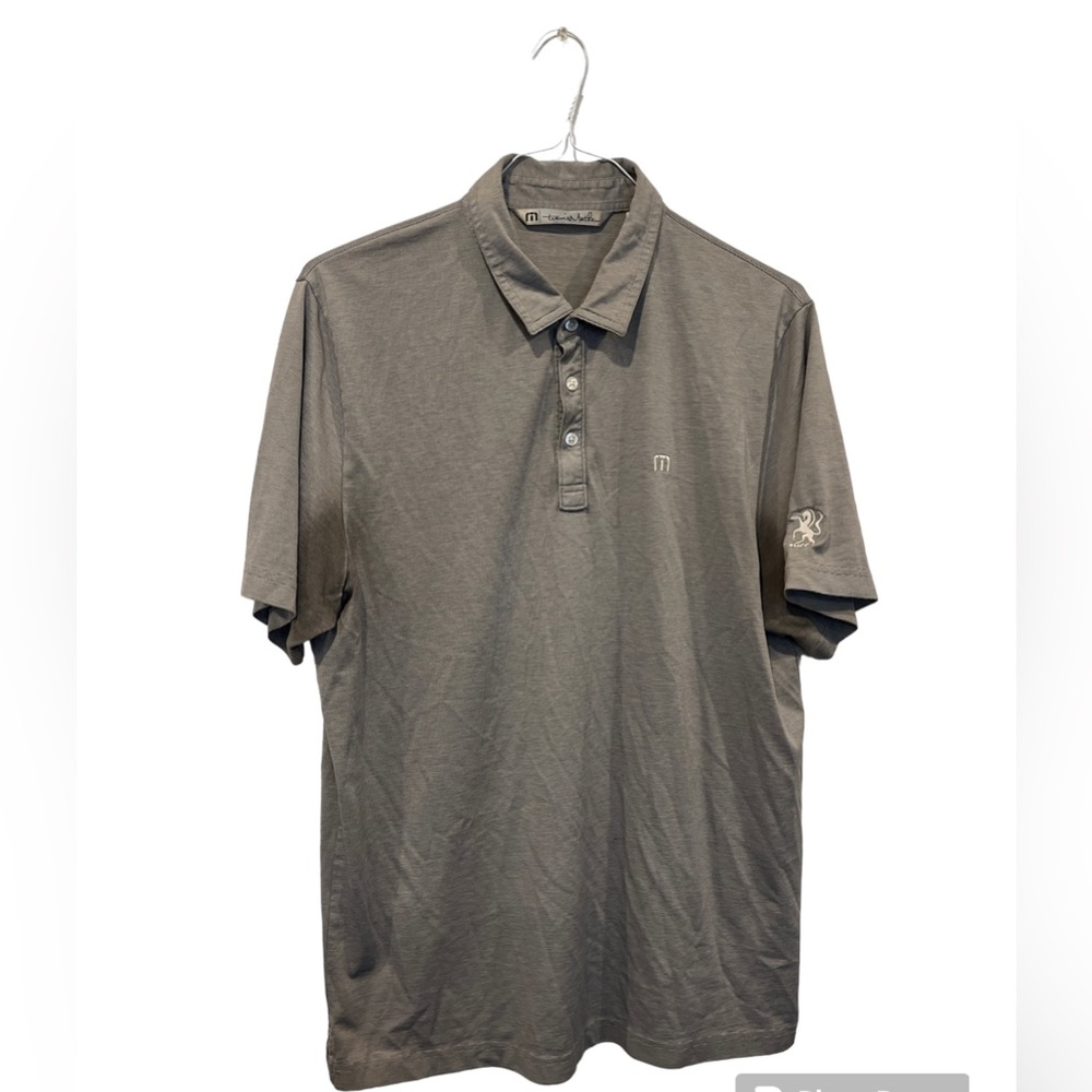 Travis Mathew Men's Grey Golf Polo Size Large With Logo Pima‎ Cotton Polyester